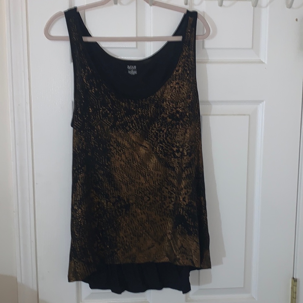 Gently loved black & gold tank top by Ana